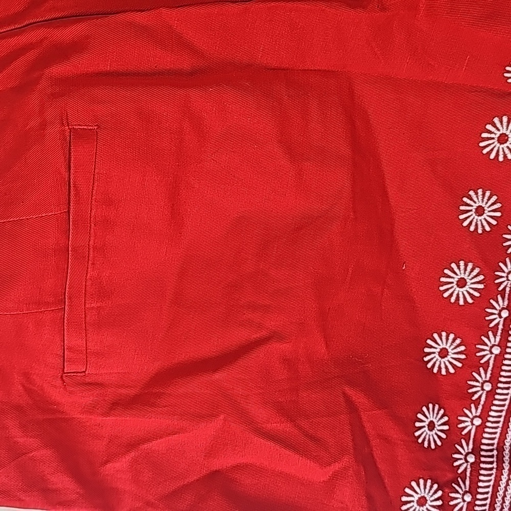 Ann Taylor shorts 8 high rise linen blend Red embroidered flowers NWT - Picture 9 of 13